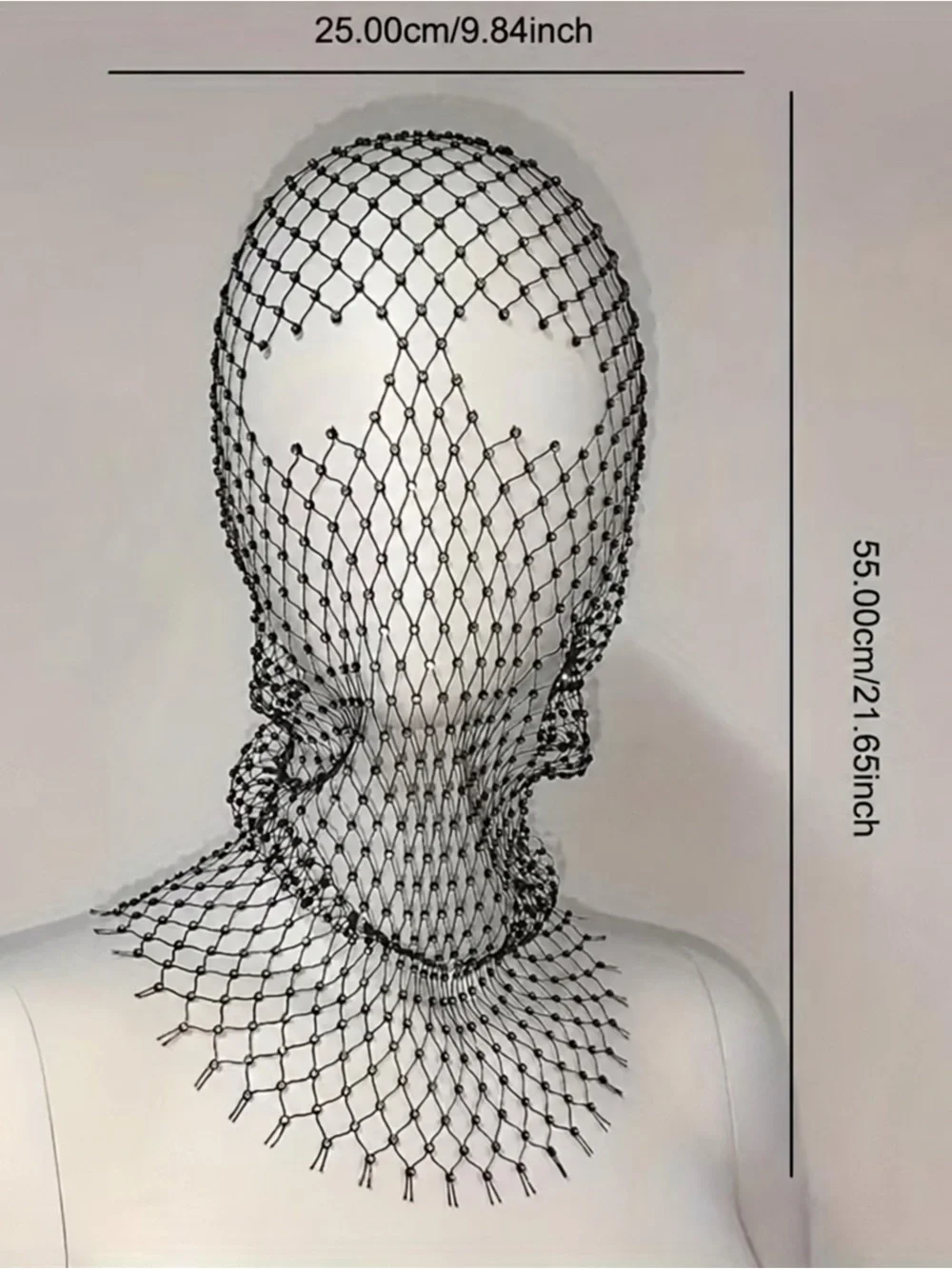 Black Sparkly Rhinestone Mesh Face Veil